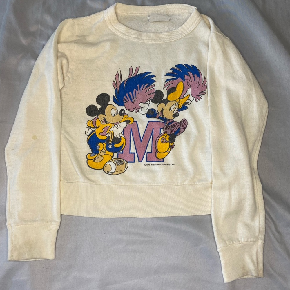 Vintage Disney Mickey Minnie Mouse Football  Cheerleader Kids  Sweatshirt Size 8